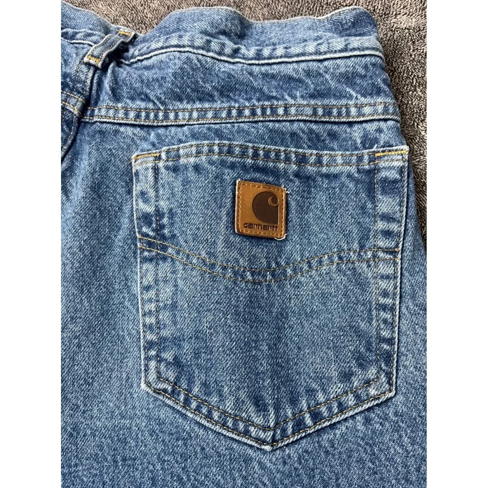 Carhartt Fleece Lined Denim Jeans Mens 31x34 Blue Made in USA Workwear - Picture 4 of 7